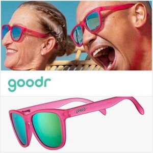 Goodr Pink Sunglasses Blue Polarized Reflective Lens
